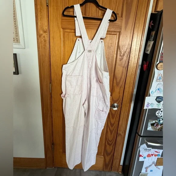 Faherty Topsail White and Pink Striped Overalls - Picture 9 of 11